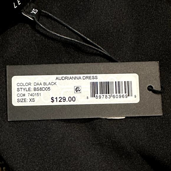 Le Gali Black Fishnet Mini Dress Drawstring Waist Babydoll 3/4 Sleeve Size XS - Picture 9 of 12